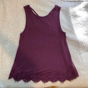 Lace Trim Strappy Back Tank Top